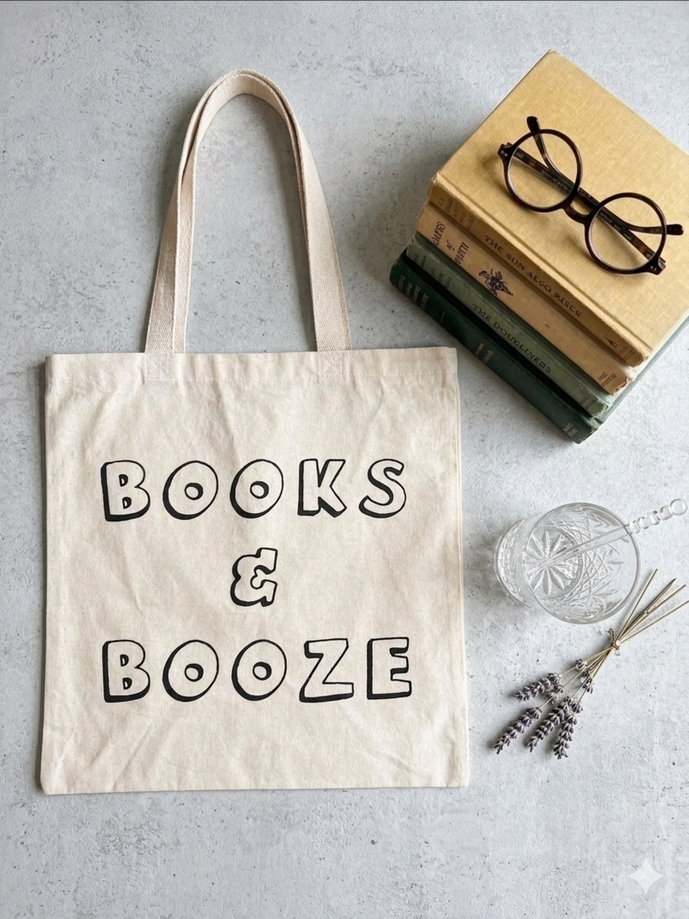 NWOT Books & Booze Canvas Tote Bag - TBF Reusable Bags